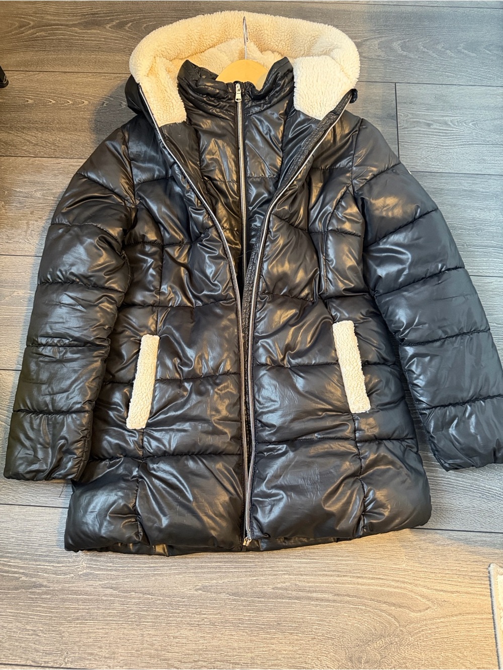 MICHAEL Michael Kors Girls Black Puffer Jacket Double Zip Sherpa Hood 14 girls